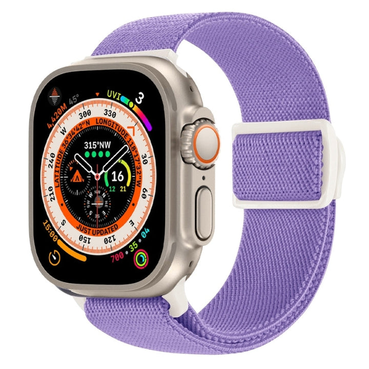 Lisslune | For Apple Watch Ultra 2 49 mm Carbon fiber structure Snap buckle Nylon strap (Purple)
