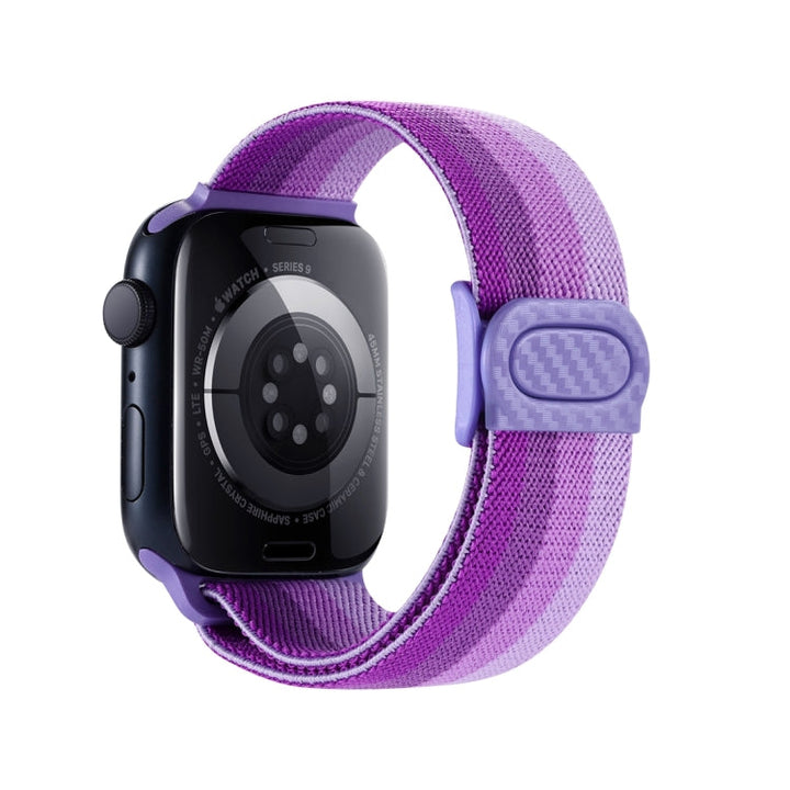Lisslune | For Apple Watch Series 9 45mm Carbon Fiber Texture Snap Buckle Nylon Watch Band (Gradient Purple)