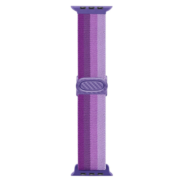 Lisslune | For Apple Watch Series 9 45mm Carbon Fiber Texture Snap Buckle Nylon Watch Band (Gradient Purple)