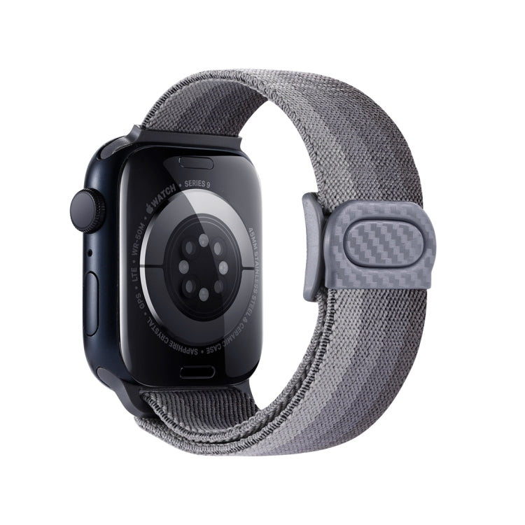 Lisslune | For Apple Watch Series 9 41mm Carbon Fiber Texture Snap Buckle Nylon Watch Band (Gradient Gray)