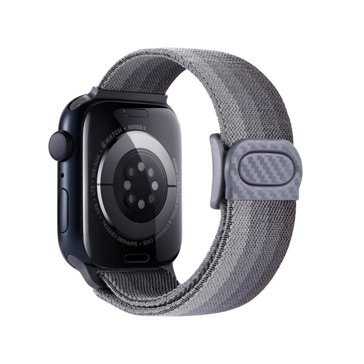 Lisslune | For Apple Watch Series 9 41mm Carbon Fiber Texture Snap Buckle Nylon Watch Band (Gradient Gray)