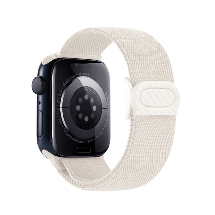 Lisslune | For Apple Watch Series 9 41mm Carbon Fiber Texture Snap Buckle Nylon Watch Strap (Starlight)