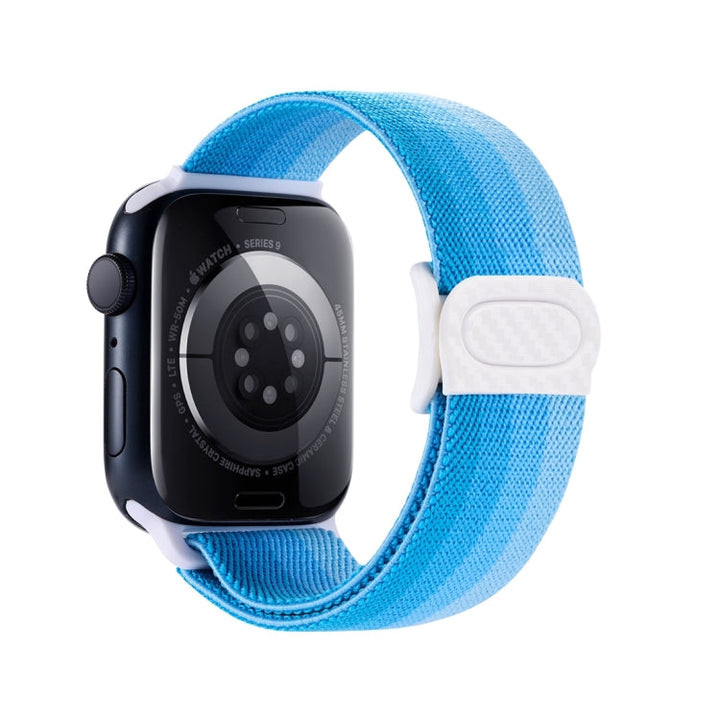 Lisslune | For Apple Watch Series 8 45mm Carbon Fiber Structure Snap-Buckle Nylon Watch Band (Gradient Blue)