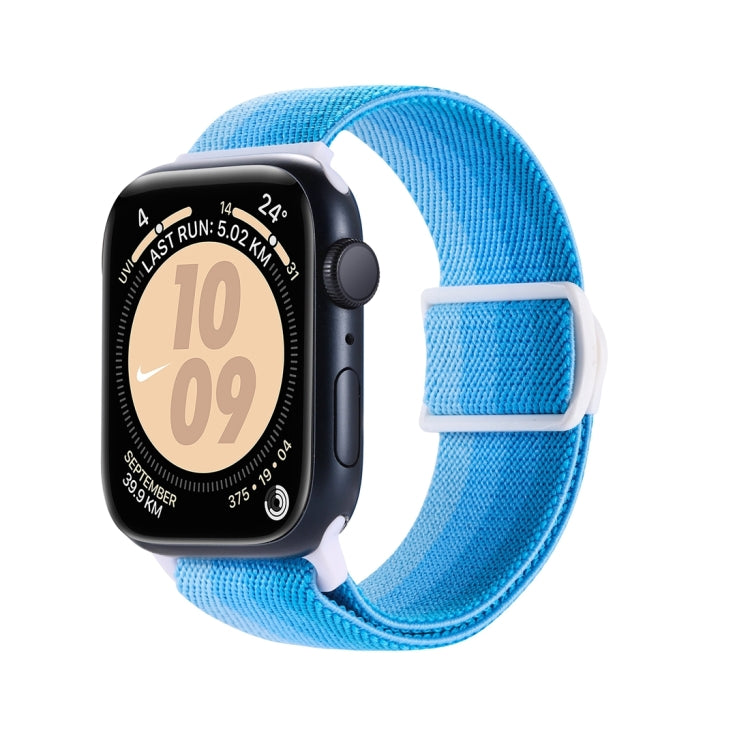 Lisslune | For Apple Watch Series 8 45mm Carbon Fiber Structure Snap-Buckle Nylon Watch Band (Gradient Blue)