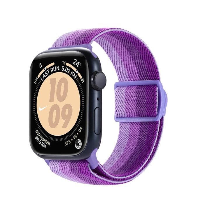 Lisslune | For Apple Watch Series 8 45mm Carbon Fiber Texture Snap Buckle Nylon Strap (Gradient Purple)