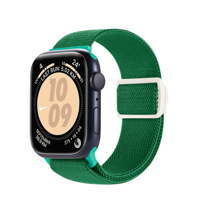 Lisslune | For Apple Watch Series 8 45mm Carbon fiber texture snap buckle nylon watch strap (Green)