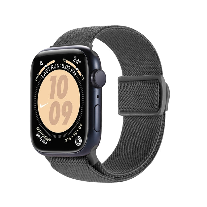 Lisslune | For Apple Watch SE 2022 44mm Carbon Fiber Texture Snap-Buckle Nylon Watch Band (Gray)