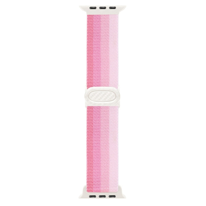 Lisslune | For Apple Watch SE 40mm Carbon Fiber Texture Snap-Buckle Nylon Watch Strap (Gradient Pink)
