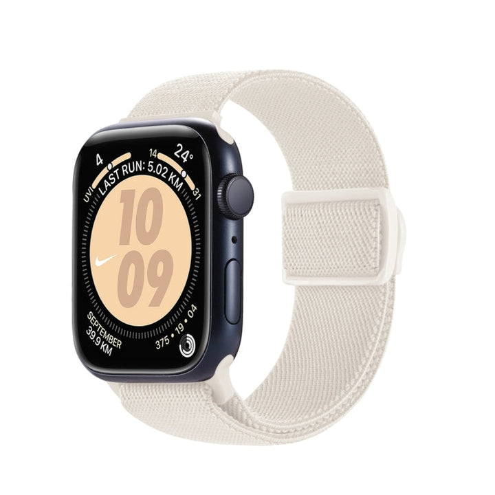 Lisslune | For Apple Watch SE 40mm Carbon Fiber Texture Snap Buckle Nylon Watch Band (Starlight)