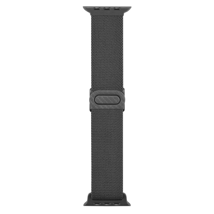 Lisslune | For Apple Watch SE 44mm Carbon Fiber Texture Snap Button Nylon Watch Band (Gray)