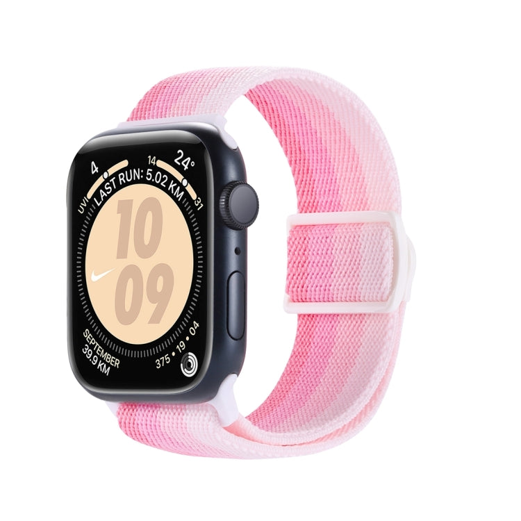 Lisslune | For Apple Watch SE 44 mm Carbon Fiber Texture Snap-Buckle Nylon Band (Gradient Pink)