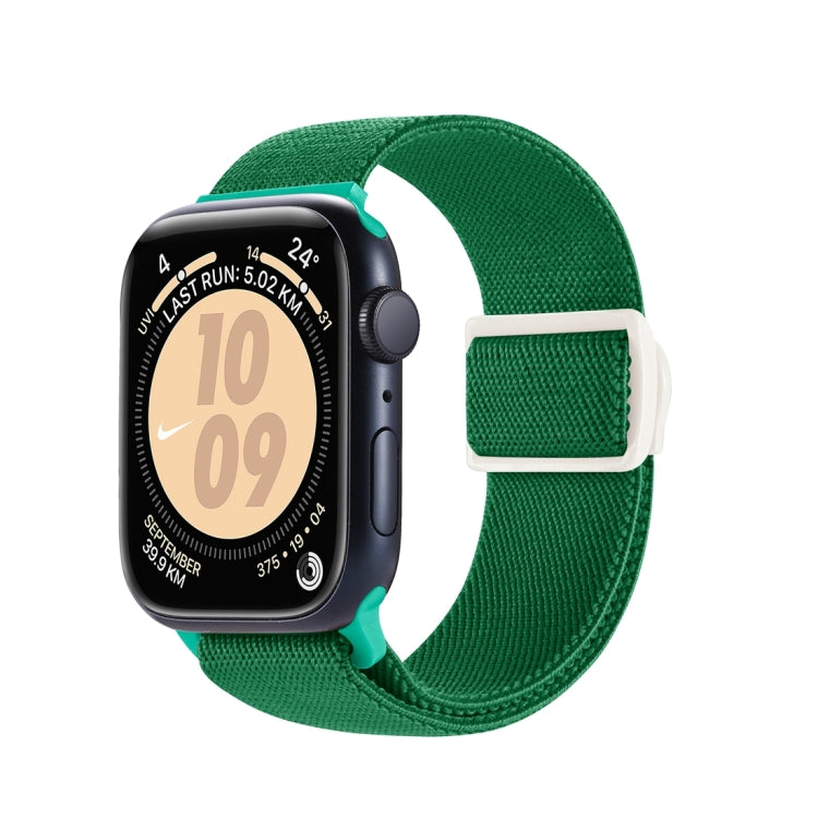 Lisslune | For Apple Watch SE 44mm Carbon Fiber Texture Snap-Buckle Nylon Watch Strap (Green)