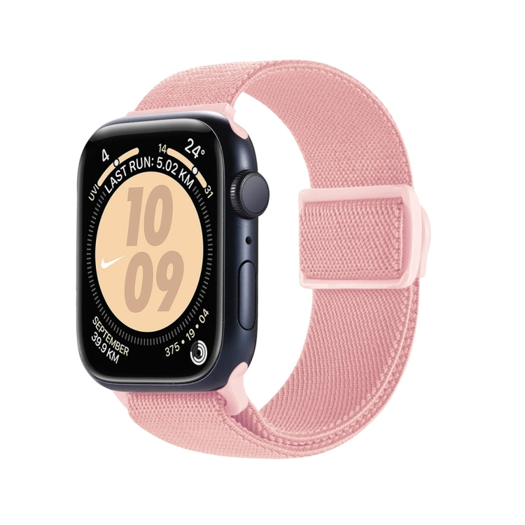 Lisslune | For Apple Watch Series 3 42mm Carbon Fiber Texture Snap-Buckle Nylon Watch Strap (Pink)