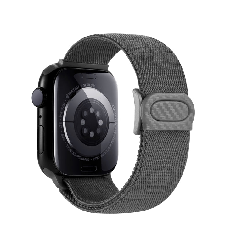 Lisslune | For Apple Watch Series 3 42mm Carbon Fiber Structure Snap Buckle Nylon Watch Band (Gray)
