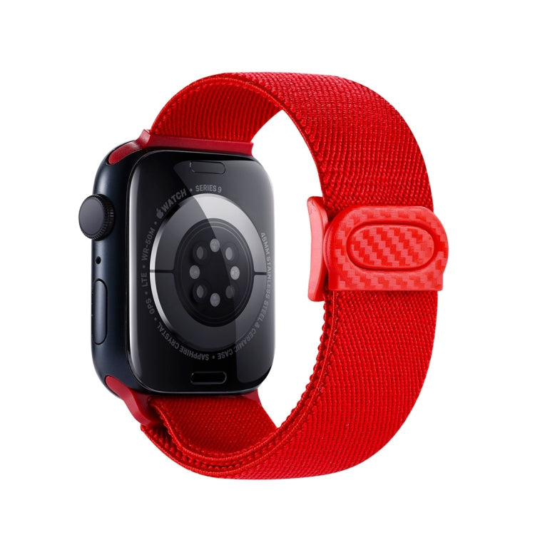 Lisslune | For Apple Watch Series 2 42mm Carbon Fiber Texture Snap-Buckle Nylon Watch Strap (Red)