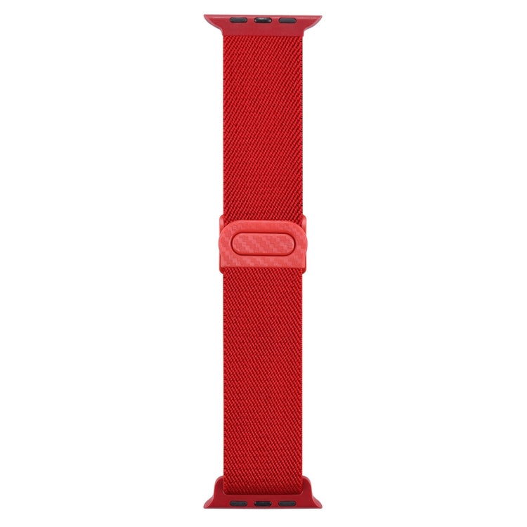 Lisslune | For Apple Watch Series 2 42mm Carbon Fiber Texture Snap-Buckle Nylon Watch Strap (Red)