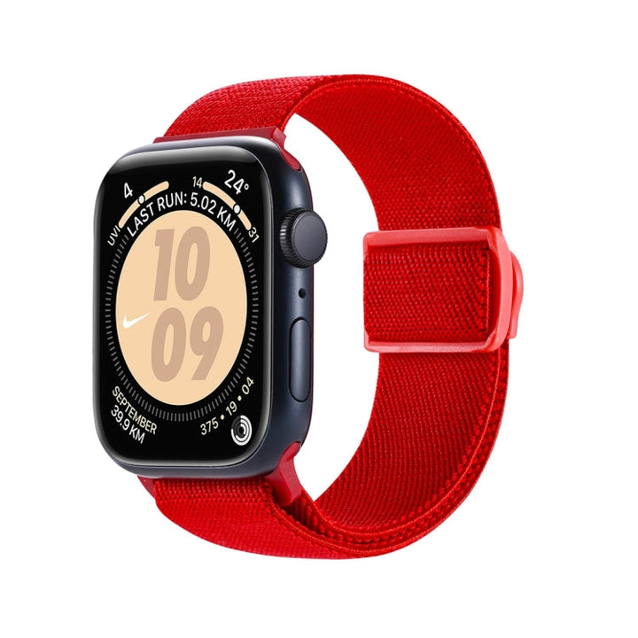 Lisslune | For Apple Watch Series 2 42mm Carbon Fiber Texture Snap-Buckle Nylon Watch Strap (Red)