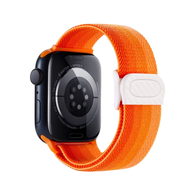 Lisslune | For Apple Watch 42mm Carbon Fiber Texture Snap-Buckle Nylon Watch Band (Gradient Orange)