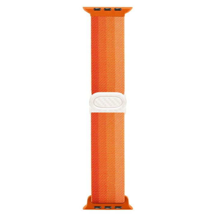 Lisslune | For Apple Watch 42mm Carbon Fiber Texture Snap-Buckle Nylon Watch Band (Gradient Orange)