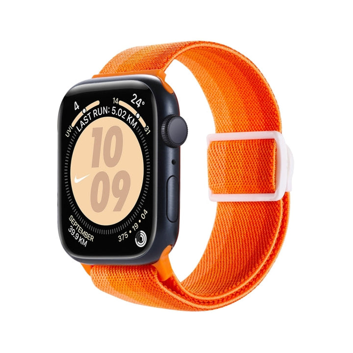 Lisslune | For Apple Watch 42mm Carbon Fiber Texture Snap-Buckle Nylon Watch Band (Gradient Orange)