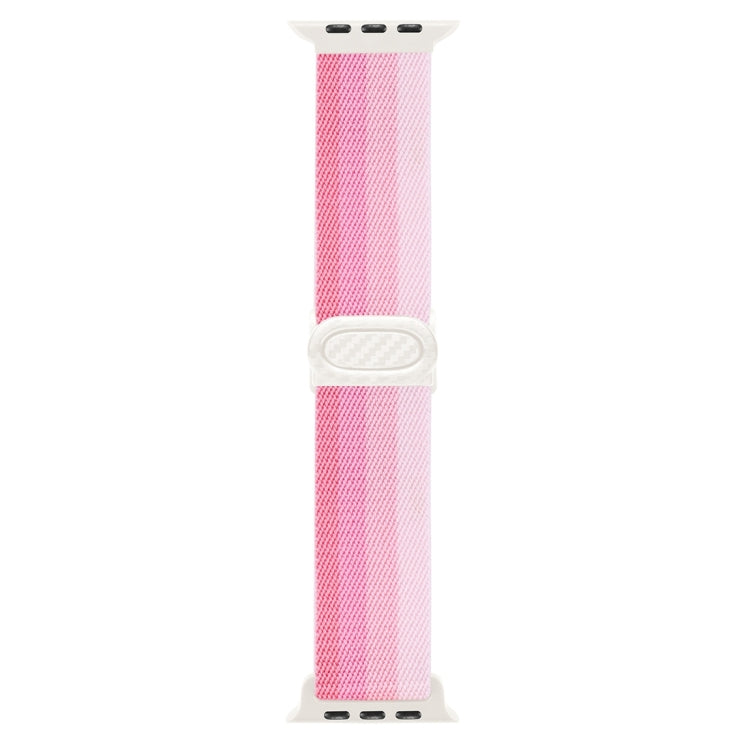 Lisslune | For Apple Watch 42mm Carbon Fiber Texture Snap-Buckle Nylon Watch Band (Gradient Pink)