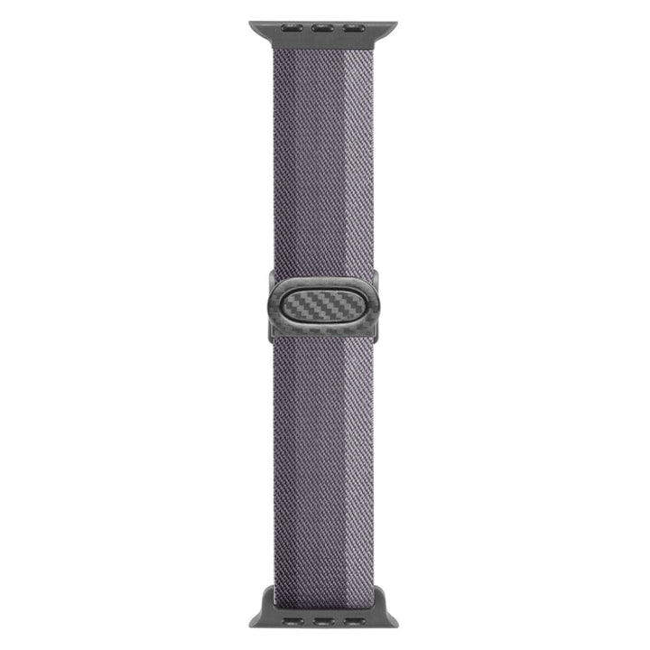 Lisslune | For Apple Watch 42mm Carbon Fiber Texture Snap Closure Nylon Band (Gradient Gray)