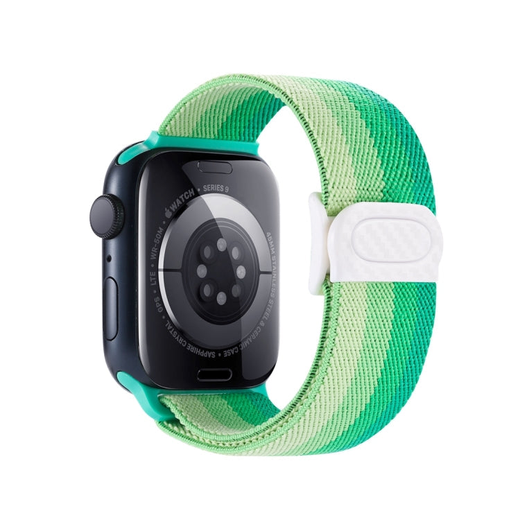 Lisslune | For Apple Watch 42mm Carbon Fiber Texture Snap Buckle Nylon Watch Band (Gradient Green)