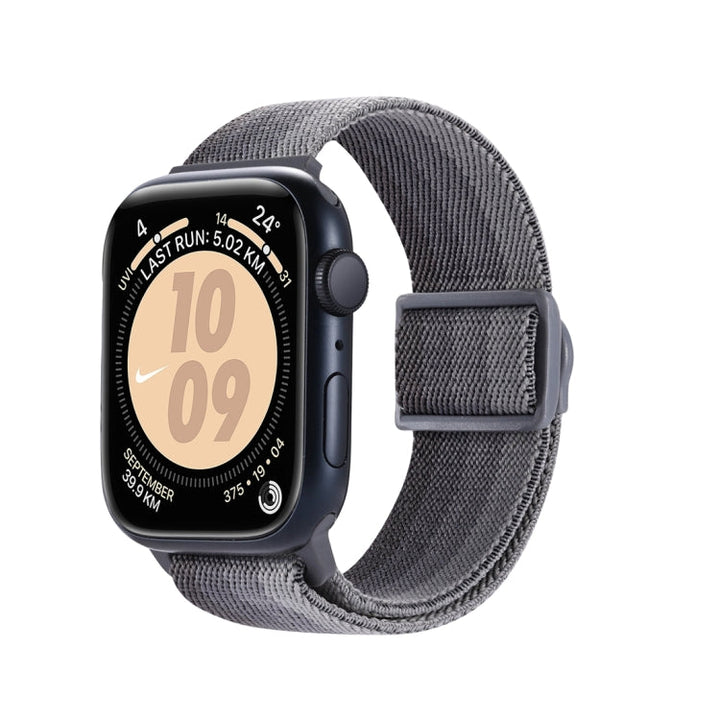 Lisslune | For Apple Watch 38mm Carbon Fiber Texture Snap Buckle Nylon Watch Band (Gradient Gray)