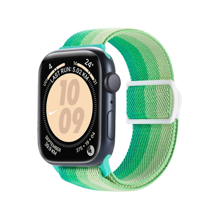 Lisslune | For Apple Watch 38mm Carbon Fiber Texture Snap-Buckle Nylon Strap (Gradient Green)