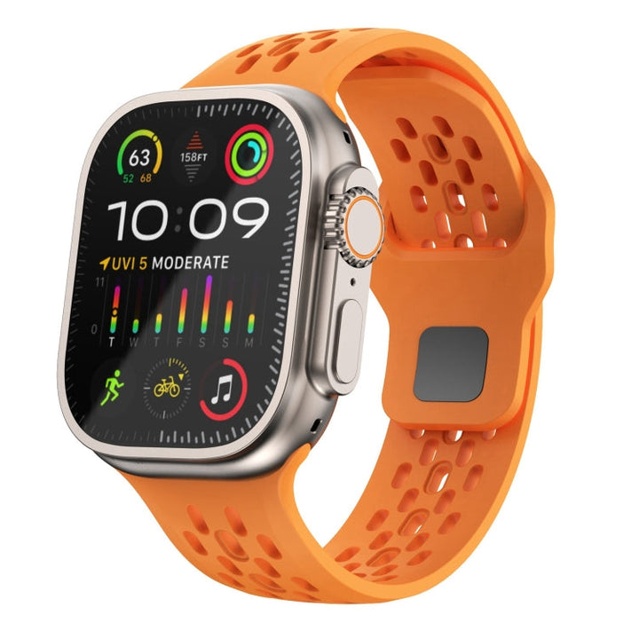 Lisslune | For Apple Watch Ultra 49mm Oval Holes Fluoro Rubber Watch Strap (Orange)