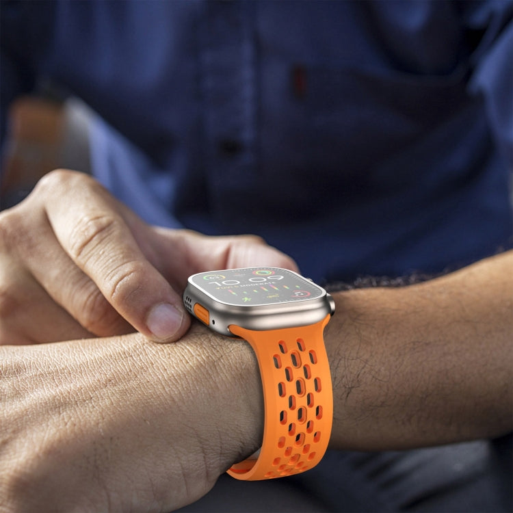Lisslune | For Apple Watch Ultra 49mm Oval Holes Fluoro Rubber Watch Strap (Orange)