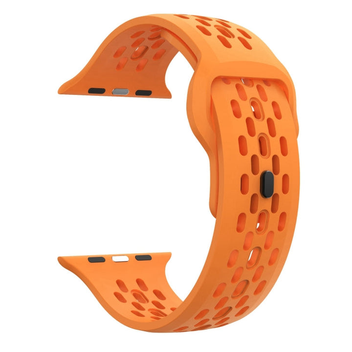 Lisslune | For Apple Watch Ultra 49mm Oval Holes Fluoro Rubber Watch Strap (Orange)