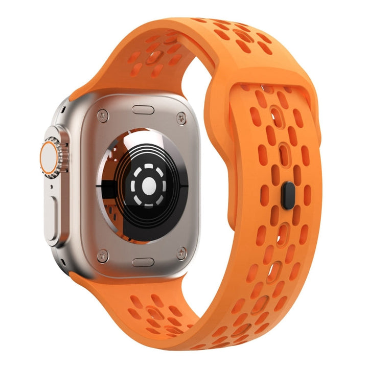 Lisslune | For Apple Watch Ultra 49mm Oval Holes Fluoro Rubber Watch Strap (Orange)