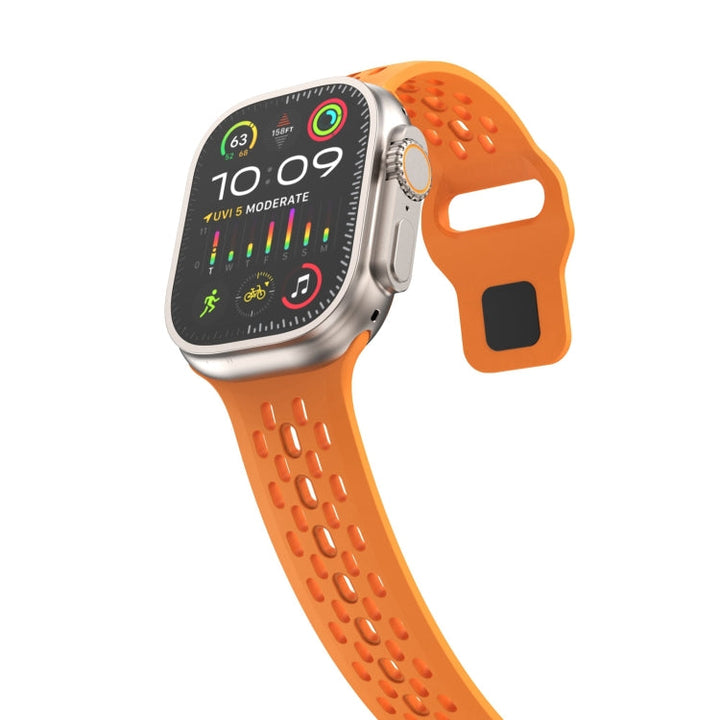 Lisslune | For Apple Watch Ultra 49mm Oval Holes Fluoro Rubber Watch Strap (Orange)
