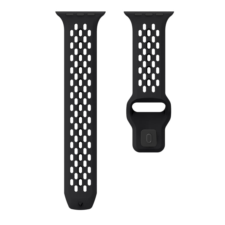 Lisslune | For Apple Watch Ultra 49mm Oval Holes Fluororubber Watch Band (Black)