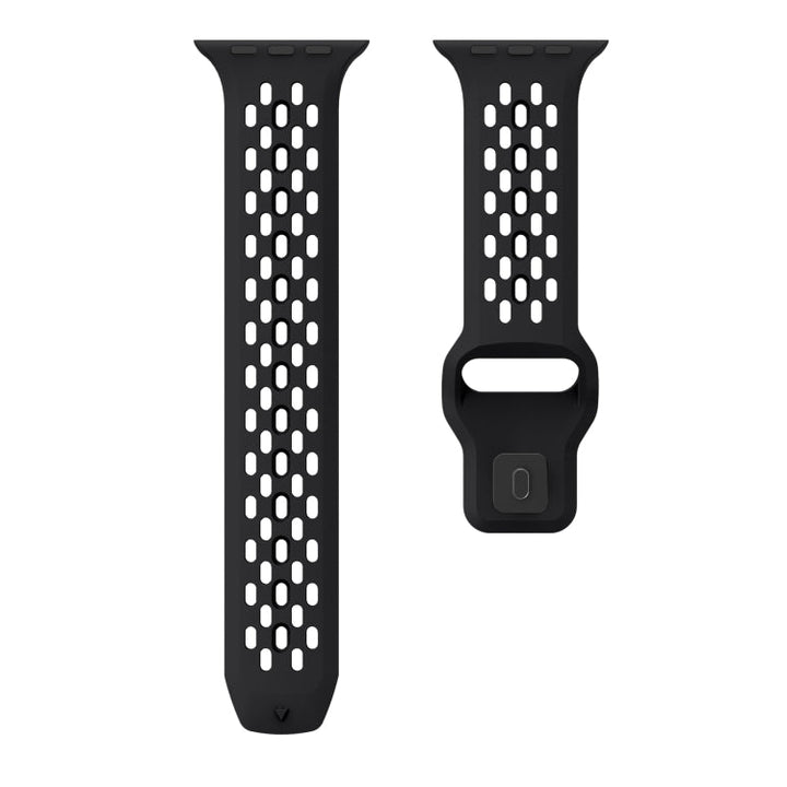 Lisslune | For Apple Watch Ultra 49mm Oval Holes Fluororubber Watch Band (Black)