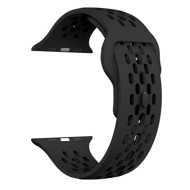 Lisslune | For Apple Watch Ultra 49mm Oval Holes Fluororubber Watch Band (Black)