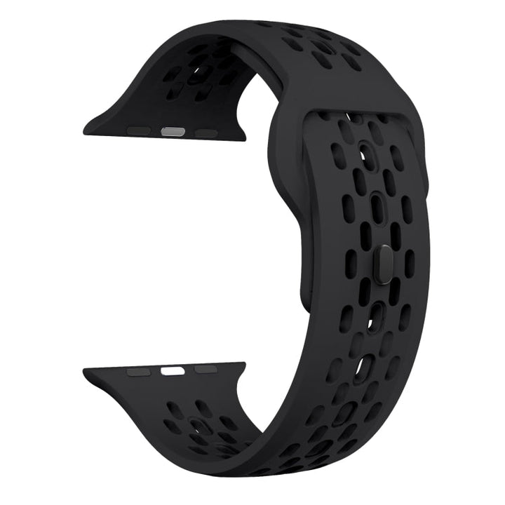 Lisslune | For Apple Watch Ultra 49mm Oval Holes Fluororubber Watch Band (Black)
