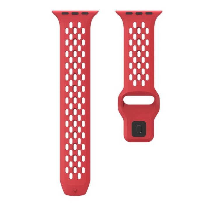 Lisslune | For Apple Watch Ultra 49mm Oval Holes Fluororubber Watch Band (Red)
