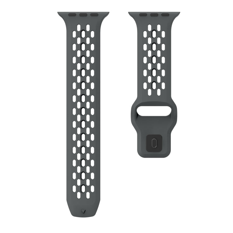 Lisslune | For Apple Watch Ultra 49mm Oval Holes Fluororubber Watch Strap (Dark Grey)