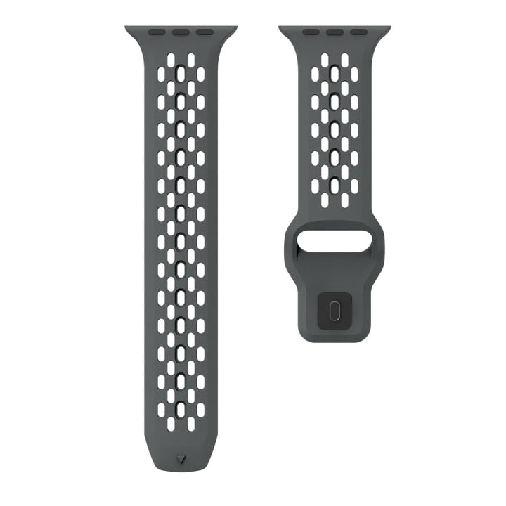 Lisslune | For Apple Watch Ultra 49mm Oval Holes Fluororubber Watch Strap (Dark Grey)