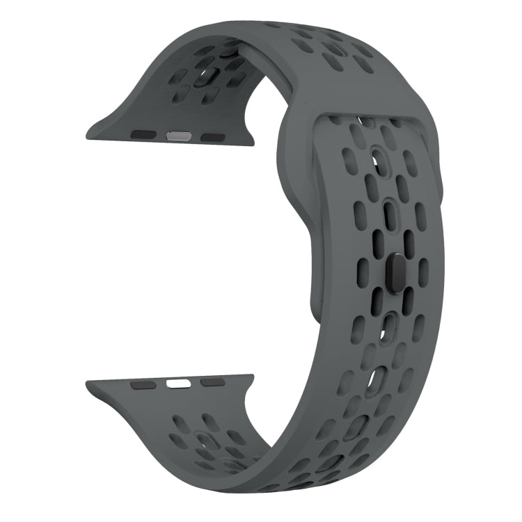 Lisslune | For Apple Watch Ultra 49mm Oval Holes Fluororubber Watch Strap (Dark Grey)