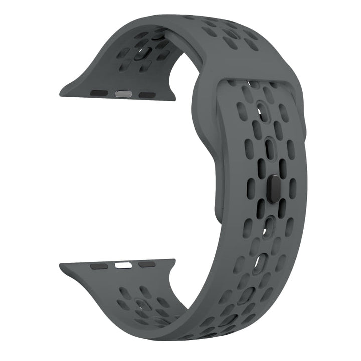 Lisslune | For Apple Watch Ultra 49mm Oval Holes Fluororubber Watch Strap (Dark Grey)