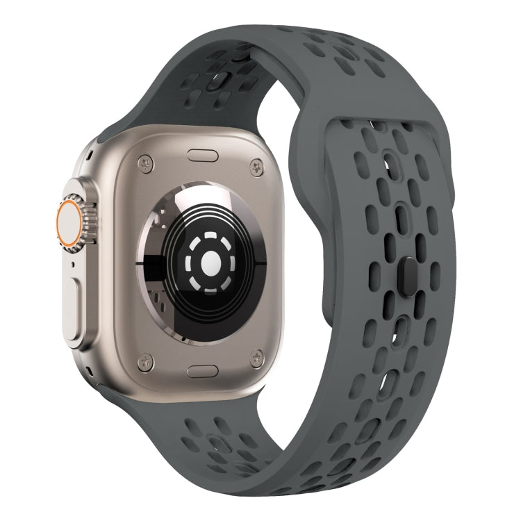 Lisslune | For Apple Watch Ultra 49mm Oval Holes Fluororubber Watch Strap (Dark Grey)