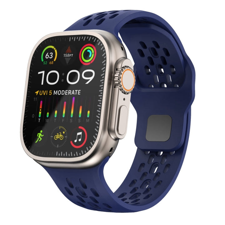 Lisslune | For Apple Watch Ultra 49mm Oval Holes Fluororubber Band (Midnight Blue)