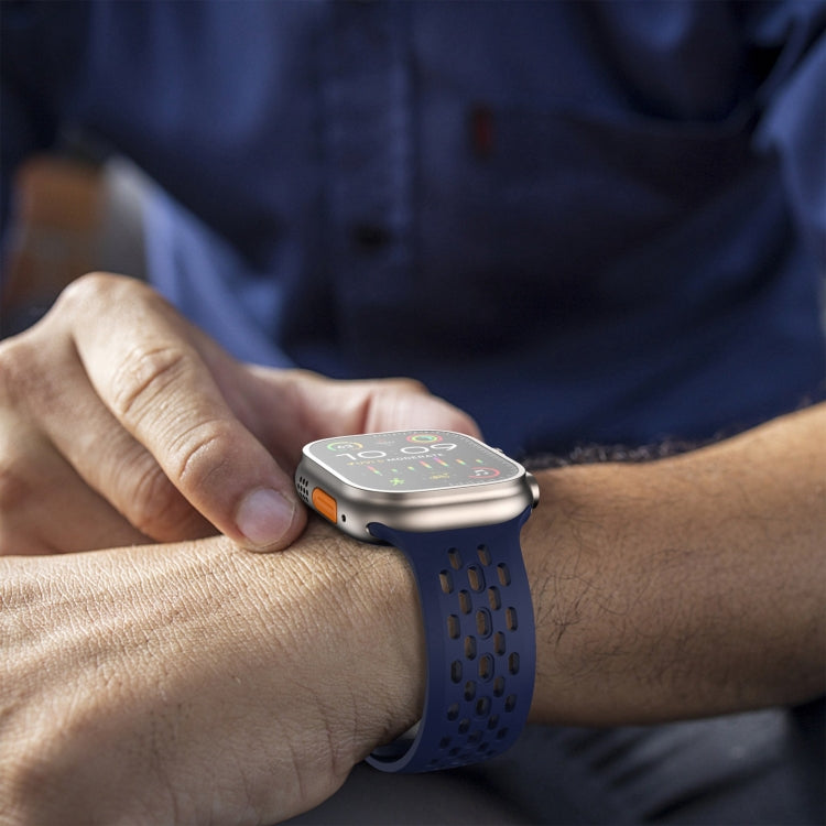 Lisslune | For Apple Watch Ultra 49mm Oval Holes Fluororubber Band (Midnight Blue)