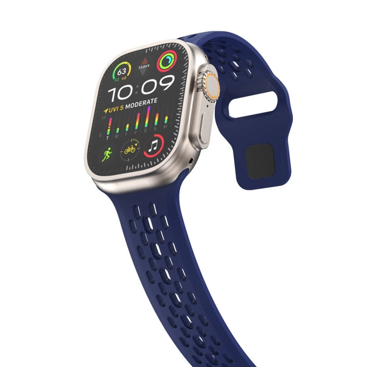 Lisslune | For Apple Watch Ultra 49mm Oval Holes Fluororubber Band (Midnight Blue)