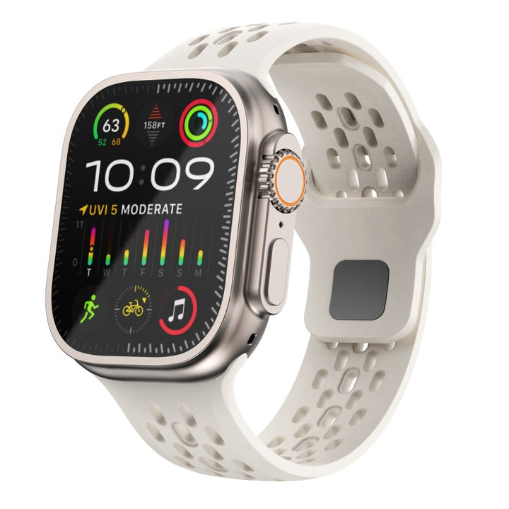 Lisslune | For Apple Watch Ultra 49mm Oval Holes Fluororubber Watch Band (Starlight)