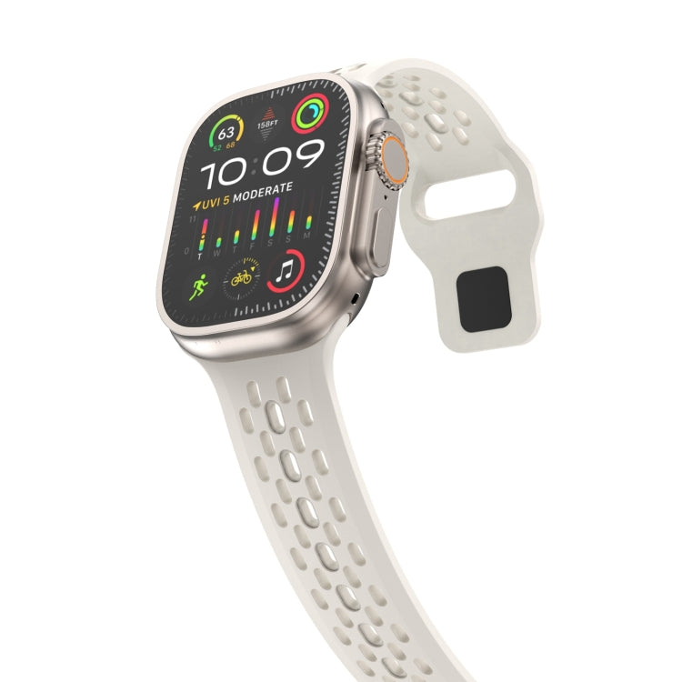 Lisslune | For Apple Watch Ultra 49mm Oval Holes Fluororubber Watch Band (Starlight)