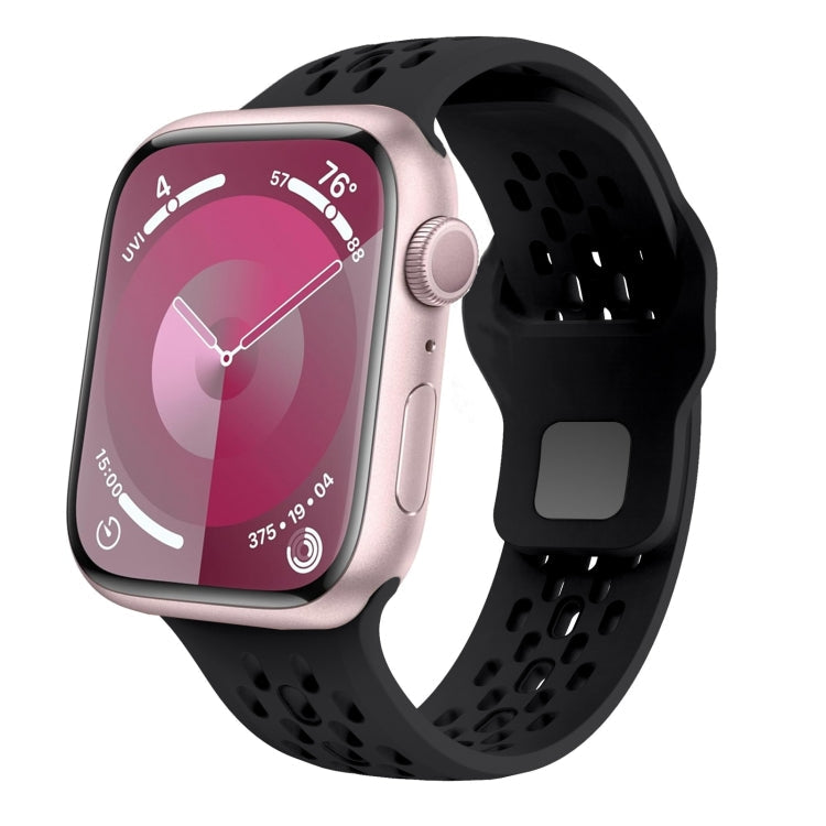 Lisslune | For Apple Watch 42mm oval holes fluororubber strap (Black)